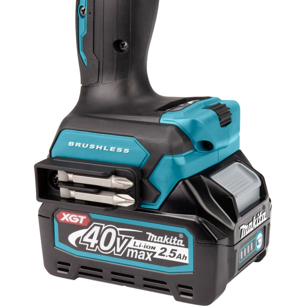 Makita 40 v max boor- schroefmachine xgt df001gd201 schroeftol (blauw zwart, mbox, oplader en 2 accu's (2,5 ah) inbegrepen)