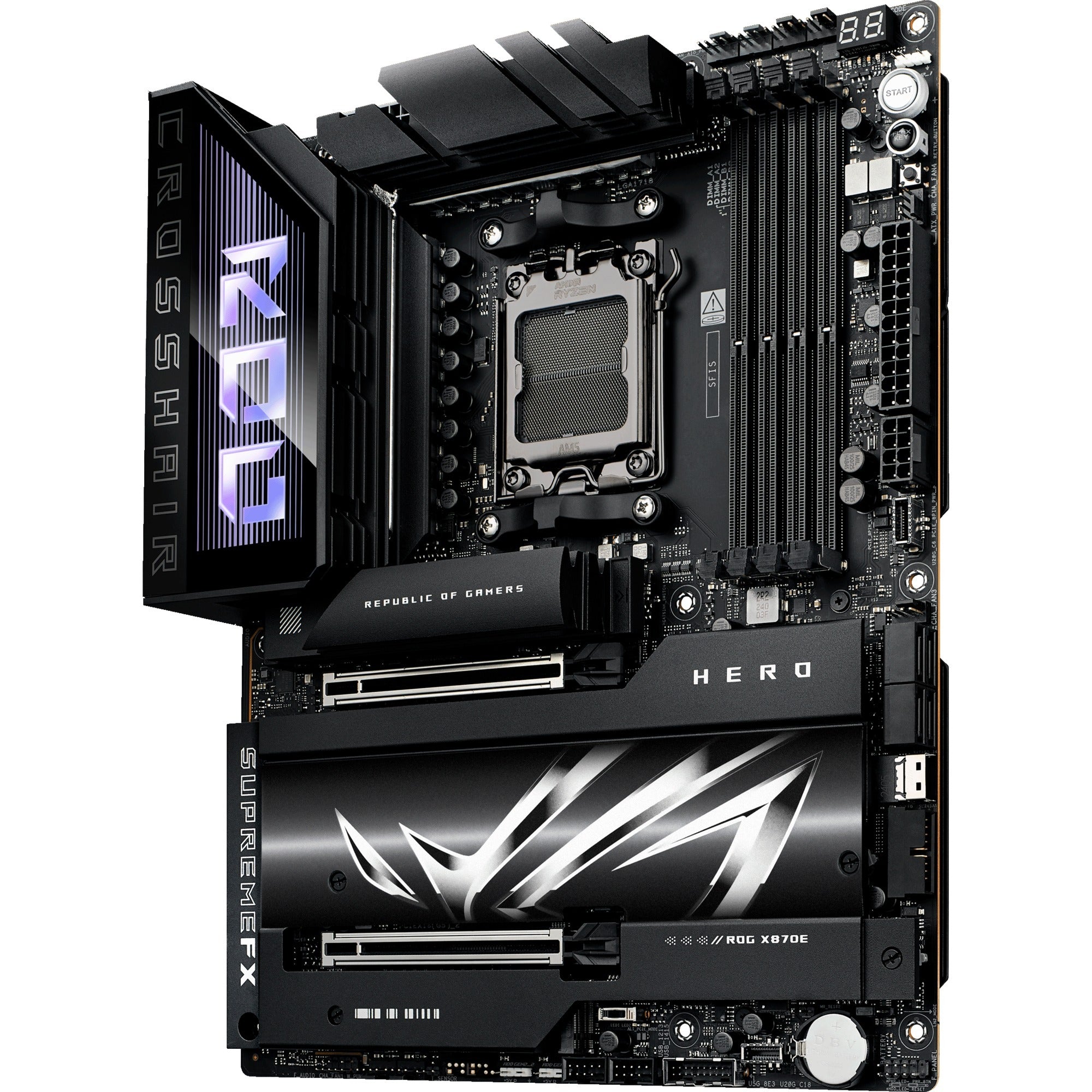 Asus rog crosshair x870e hero socket am5 moederbord (raid, 5gb-lan, 2,5gb-lan, wi-fi 7, bt, sound, atx)