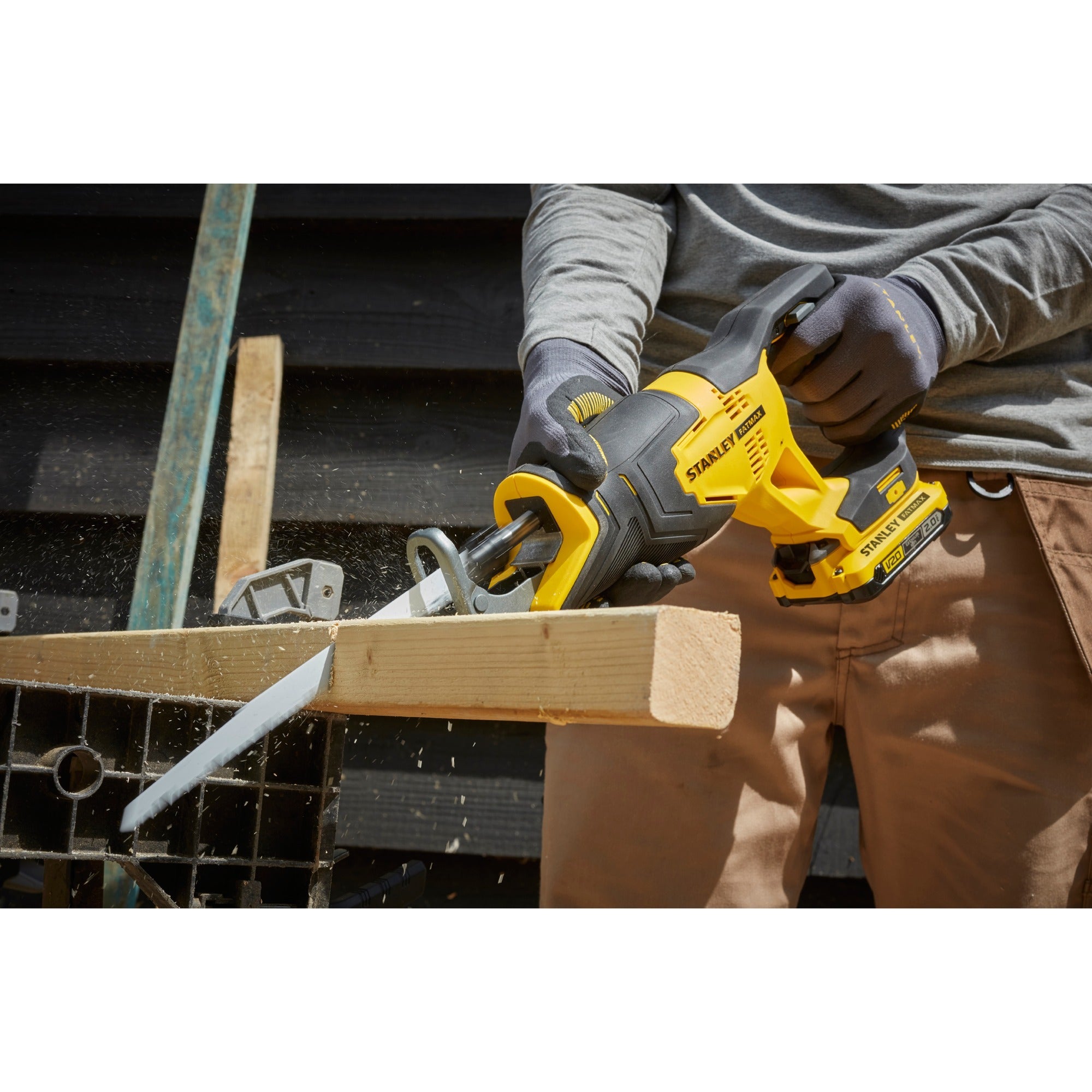 Stanley fatmax v20 18v reciprozaag (geel zwart, koffer, 2 accu's (2.0ah) en oplader (2a) inbegrepen)
