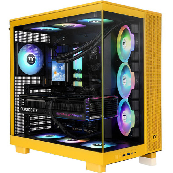 Thermaltake view 380 xl tg argb bumblebee midi tower behuizing (donkergeel | 2x usb-a | 1x usb-c | rgb | window)