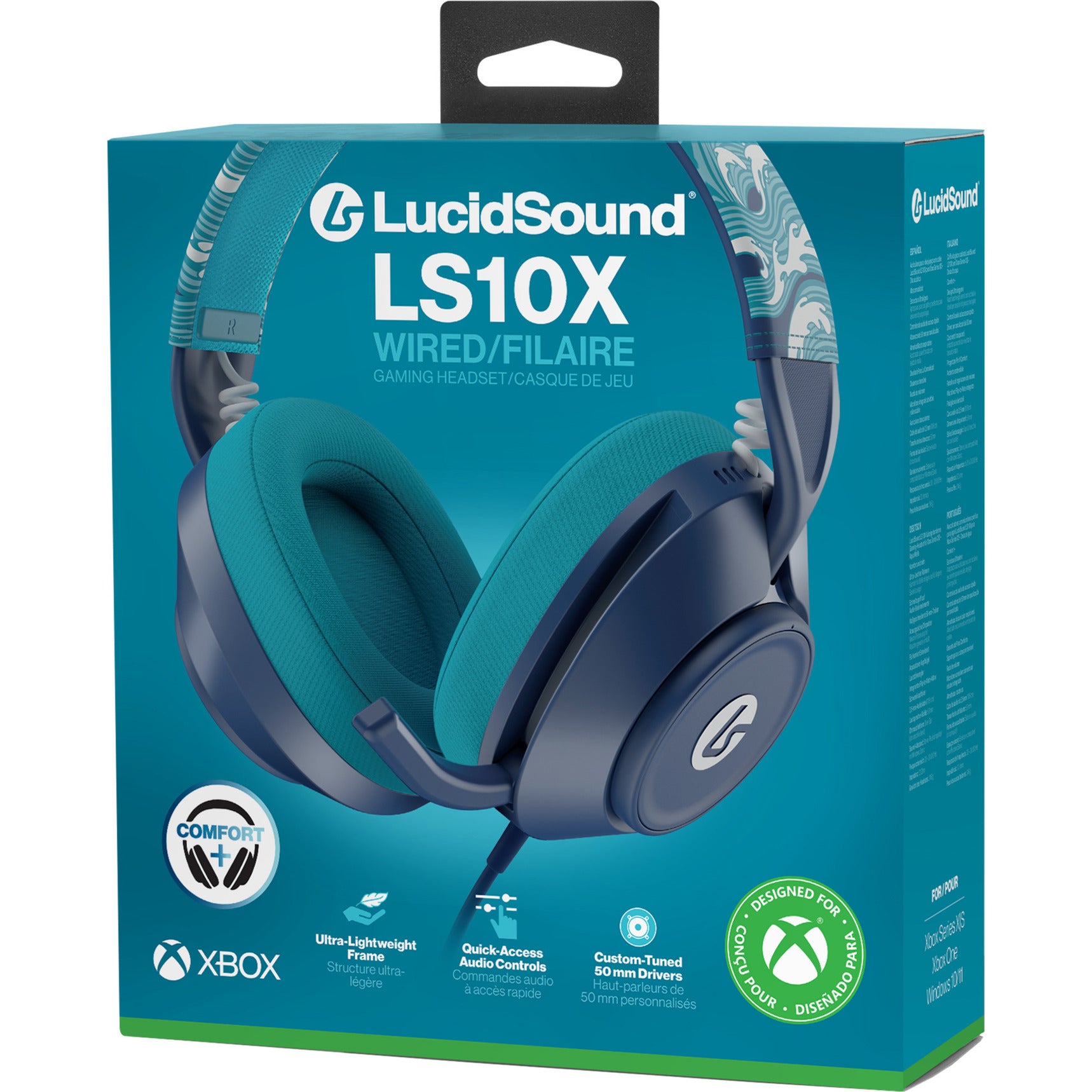 Powera lucidsound ls10x gen 2 bedrade gamingheadset voor xbox series x|s - watergolf over-ear gaming headset (azuurblauw lichtblauw, xbox series x|s, xbox one, pc)