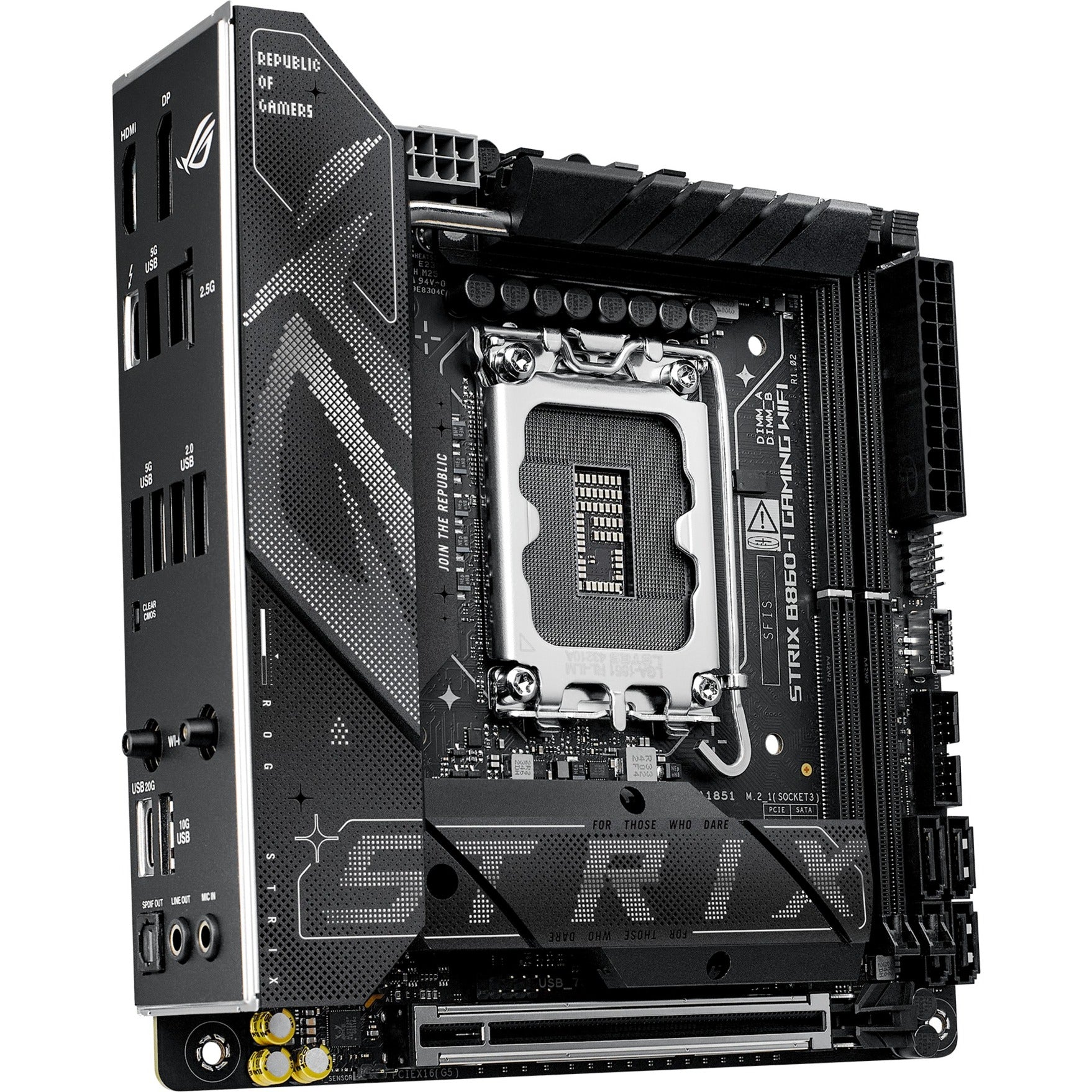 Asus rog strix b860-i gaming wifi socket 1851 moederbord (raid, 2.5 gb-lan, wi-fi 7, bt, sound, mini-itx)