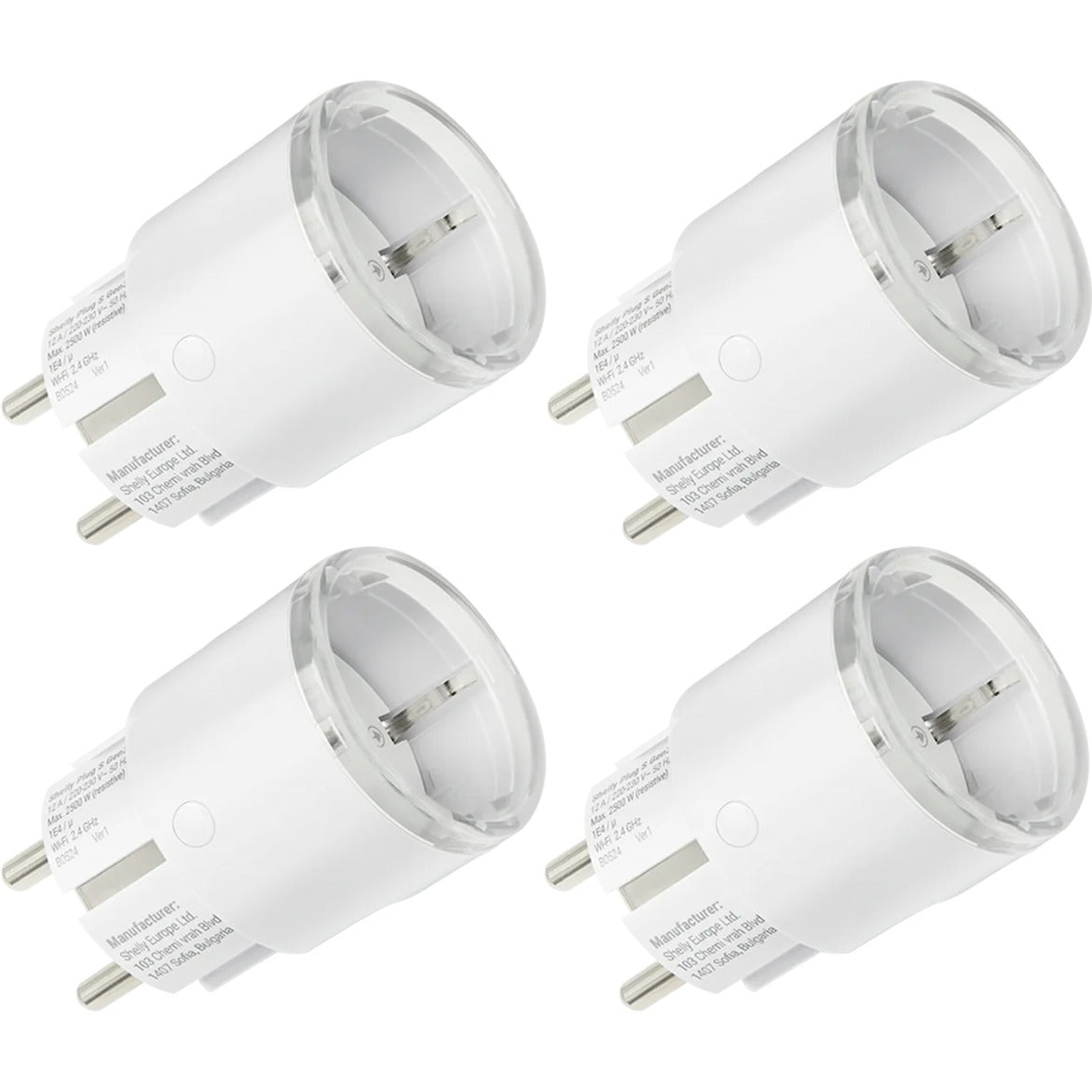 Shelly plug s gen3 slimme wifi, 4 stuks stekker (wit, matter, wifi, bluetooth)