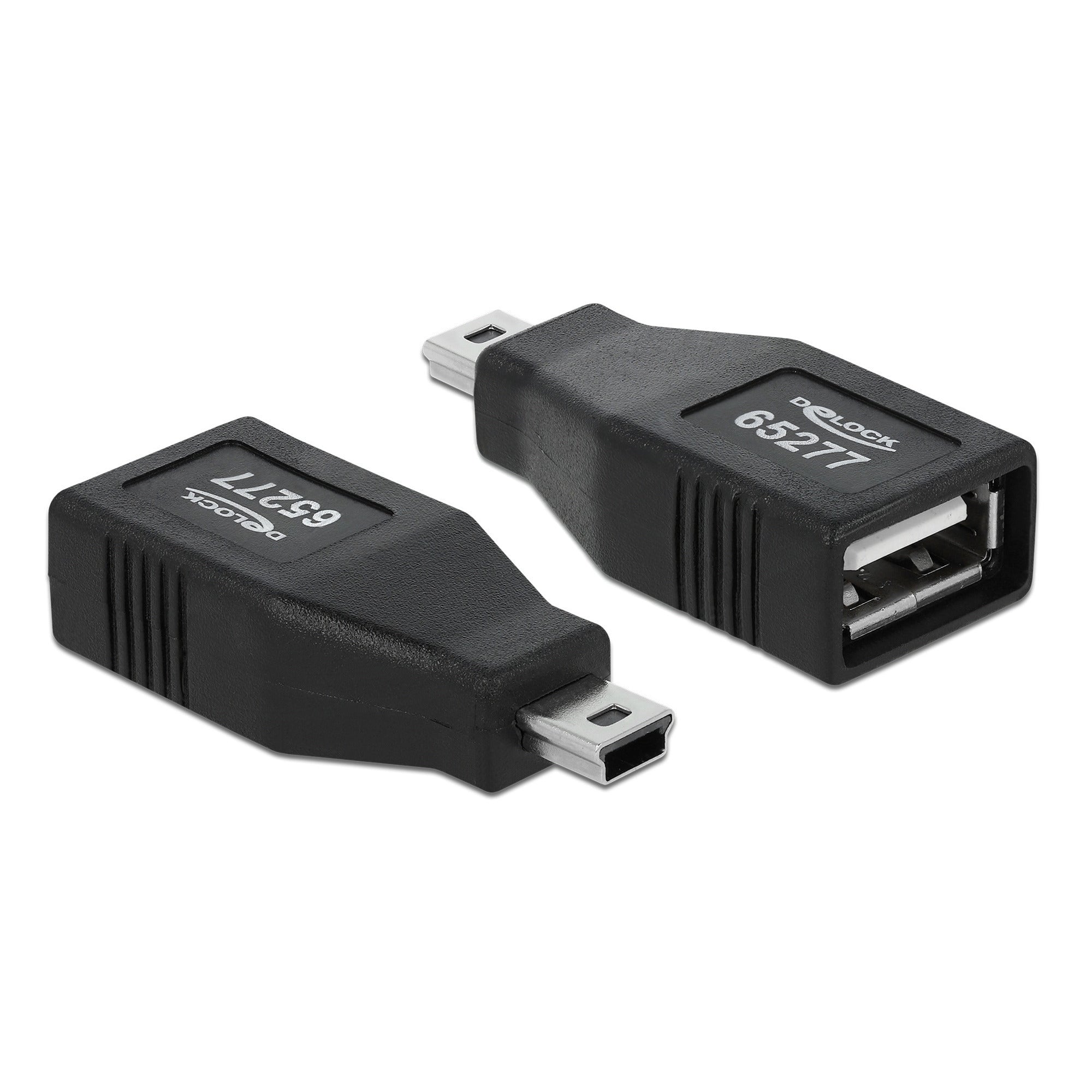Delock usb 2.0-a female naar mini usb male adapter (zwart)
