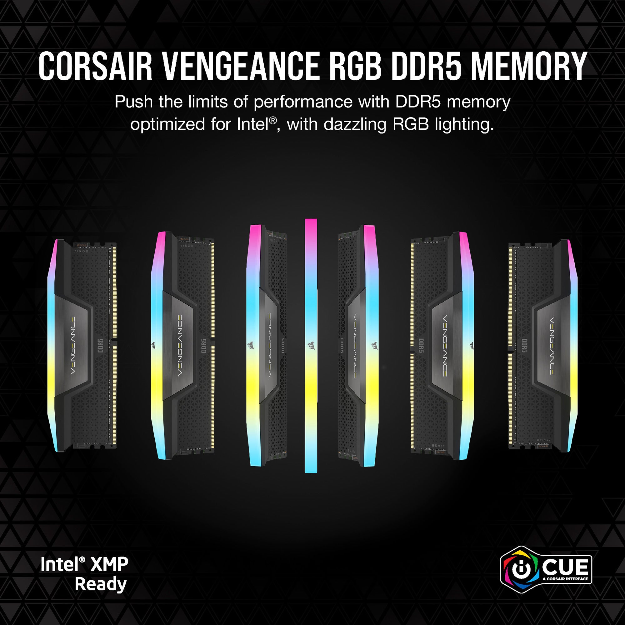 Corsair vengeance rgb 32 gb ddr5-6000 (2x 16 gb) werkgeheugen (zwart, cmh32gx5m2d6000z38, xmp, expo)