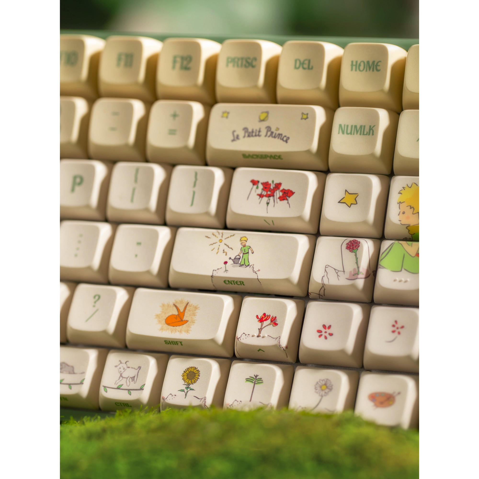 Iqunix f97 floral date, gaming toetsenbord (groen wit, us lay-out, gateron red, rgb leds, 96%, hot-swappable, pbt, 2.4ghz | bluetooth 5.1 | usb-c)