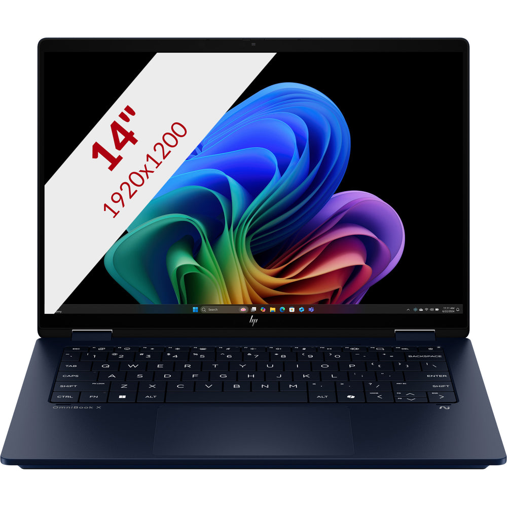Hp omnibook x flipngai 14-fm0050nd 14 copilot+ 2-in-1 laptop (donkerblauw | core ultra 5 226v | intel arc 130v | 16 gb | 512 gb ssd | touch)