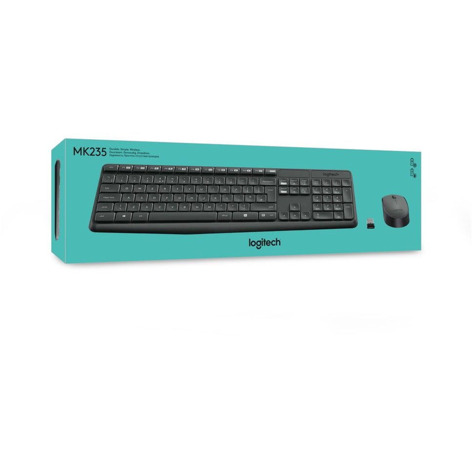 Logitech mk235 draadloze desktopset (zwart, us-international lay-out (qwerty))