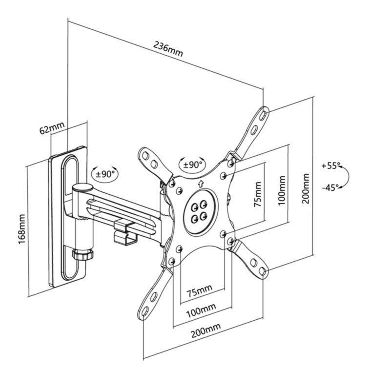 Goobay tv wall mount caravan fullmotion (m), 13 to 43 inch wandmontage (zilver)