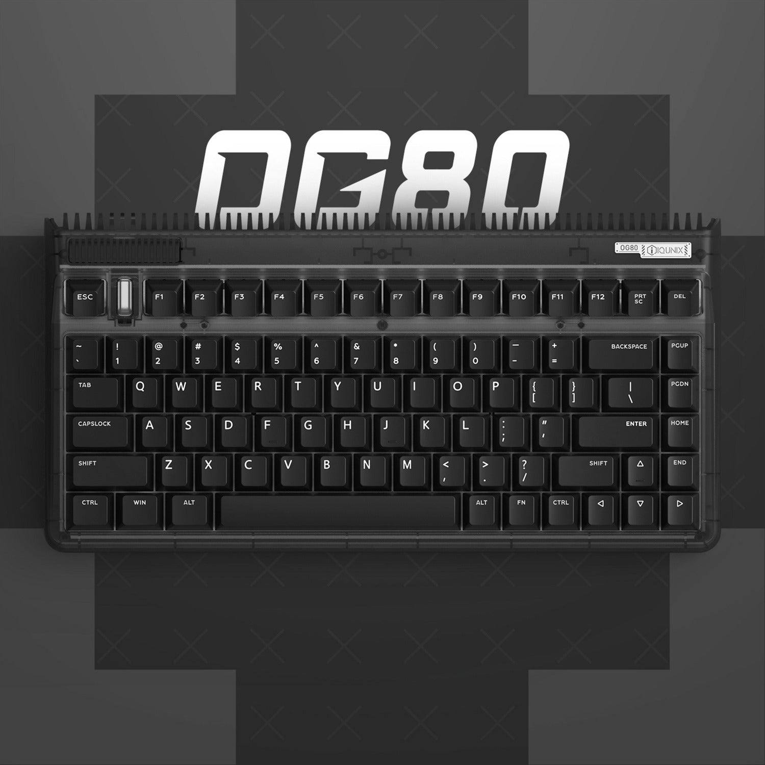 Iqunix og80 dark side wireless mechanical keyboard, gaming toetsenbord (zwart, us lay-out, gateron brown, rgb leds, 80% (tkl), hot-swappable, pbt, 2.4ghz | bluetooth 5.1 | usb-c)