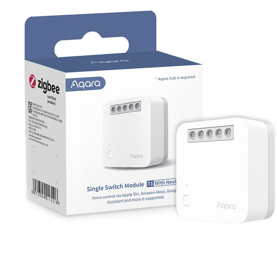Aqara single switch t1 with neutral - zigbee 3.0 - inbouw schakelaar met actieve energiemeting - beveiliging tegen overbelasting en oververhitting - vereist nul draad