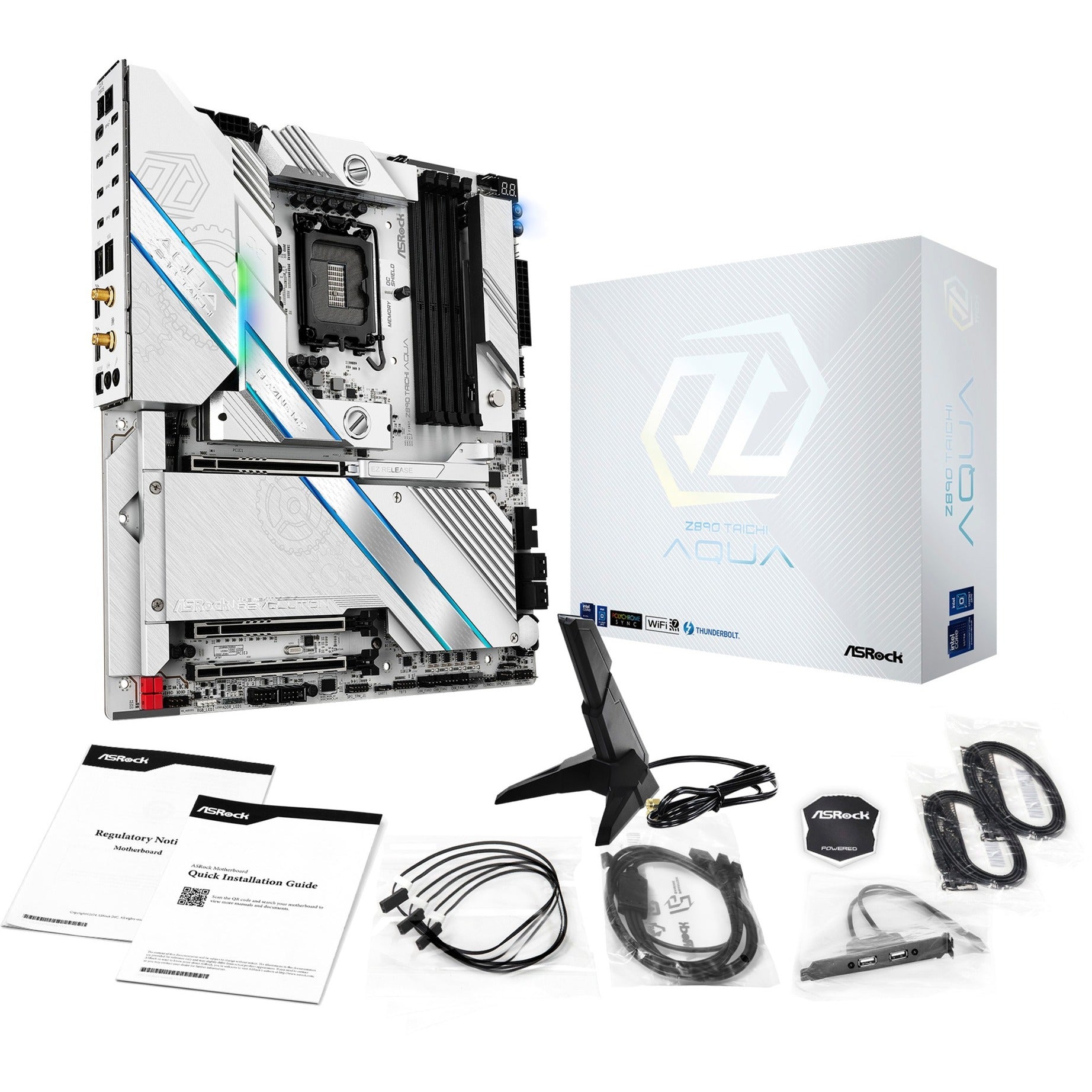 Asrock z890 taichi aqua socket 1851 moederbord (zwart, raid, 10gb-lan, 5gb-lan, wi-fi 7, bt, sound, e-atx)
