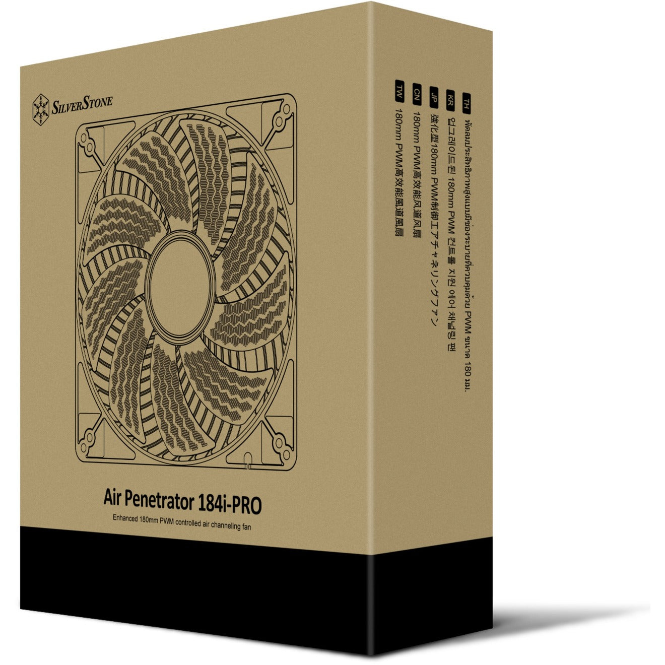 Silverstone air penetrator 184i pro case fan (zwart, 180 x 180 x 32 mm, pwm)