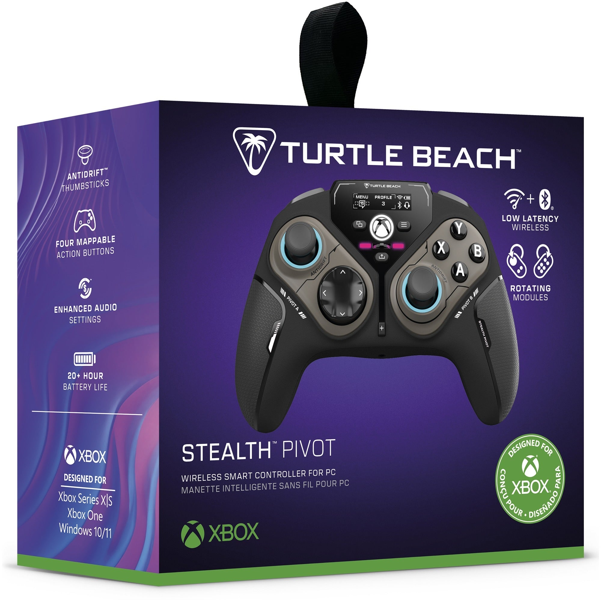 Turtle beach stealth pivot draadloze slimme controller (zwart, 2,4 ghz bluetooth usb, pc, xbox, android)