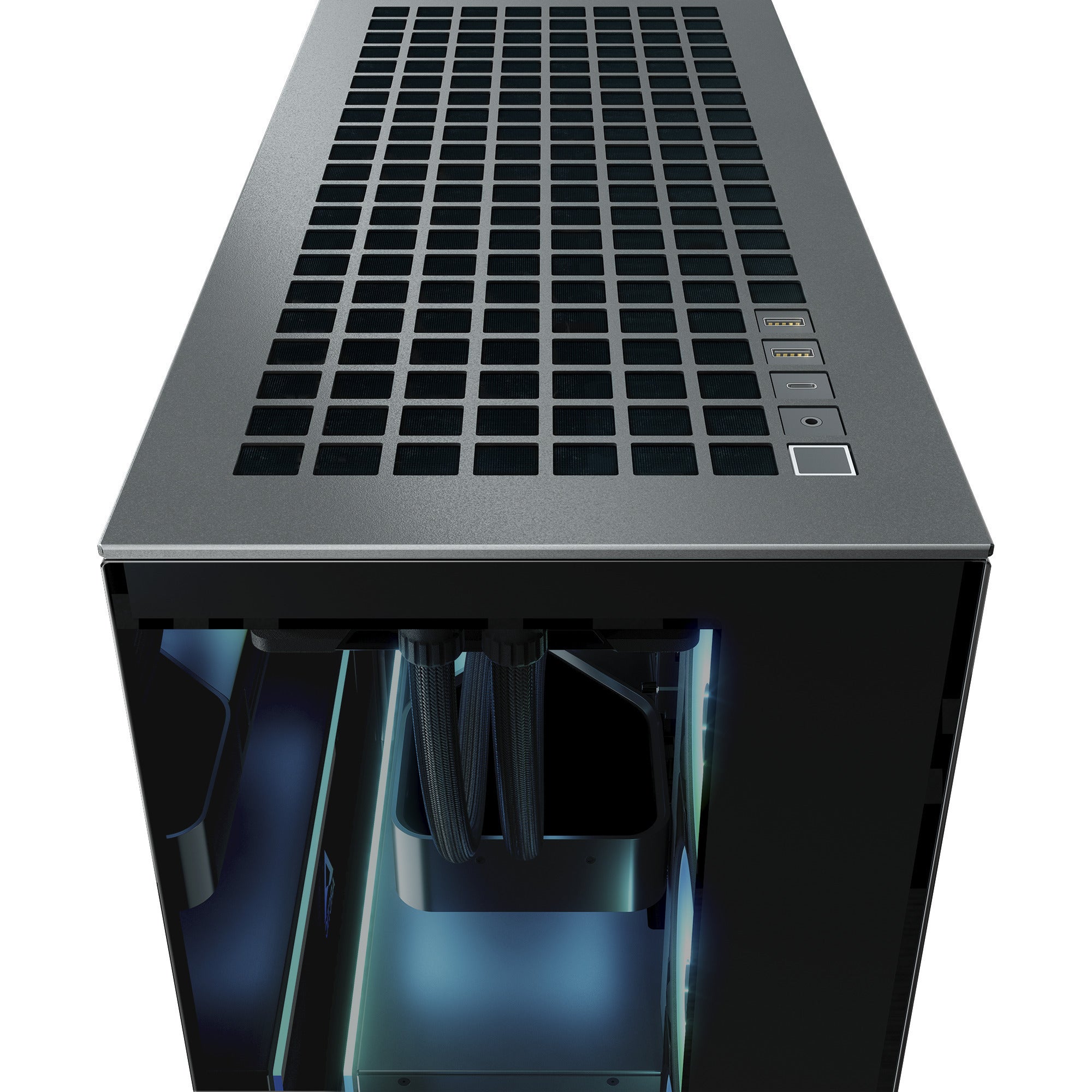 Arctic xtender midi tower behuizing (zwart (mat) | 2x usb-a | 1x usb-c | rgb | tempered glass)