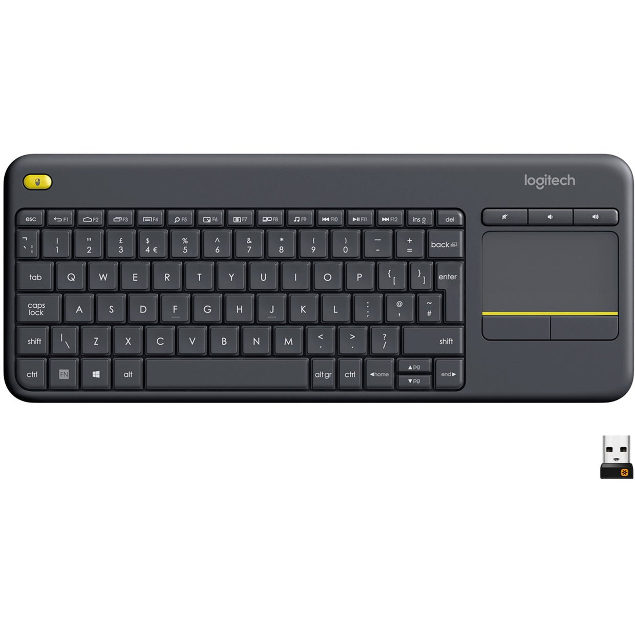 Logitech wireless touch keyboard k400 plus, toetsenbord (antraciet, eu lay-out (qwerty))