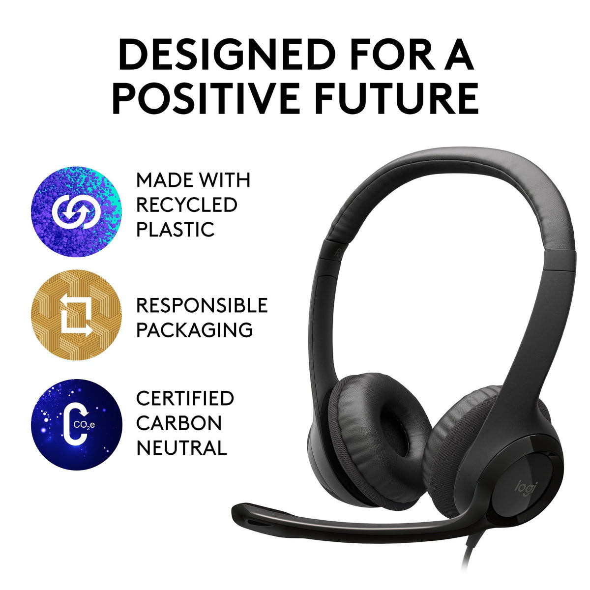 Headset logitec h390 usb zwart
