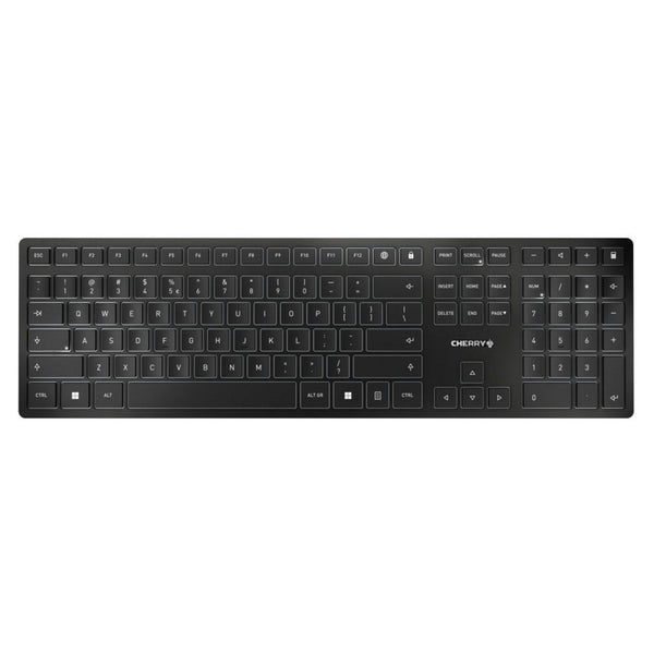 Cherry kw 9100 slim toetsenbord (zwart, eu lay-out (qwerty), scissor switches, 100%, abs, usb-c, 2.4 ghz, bluetooth)