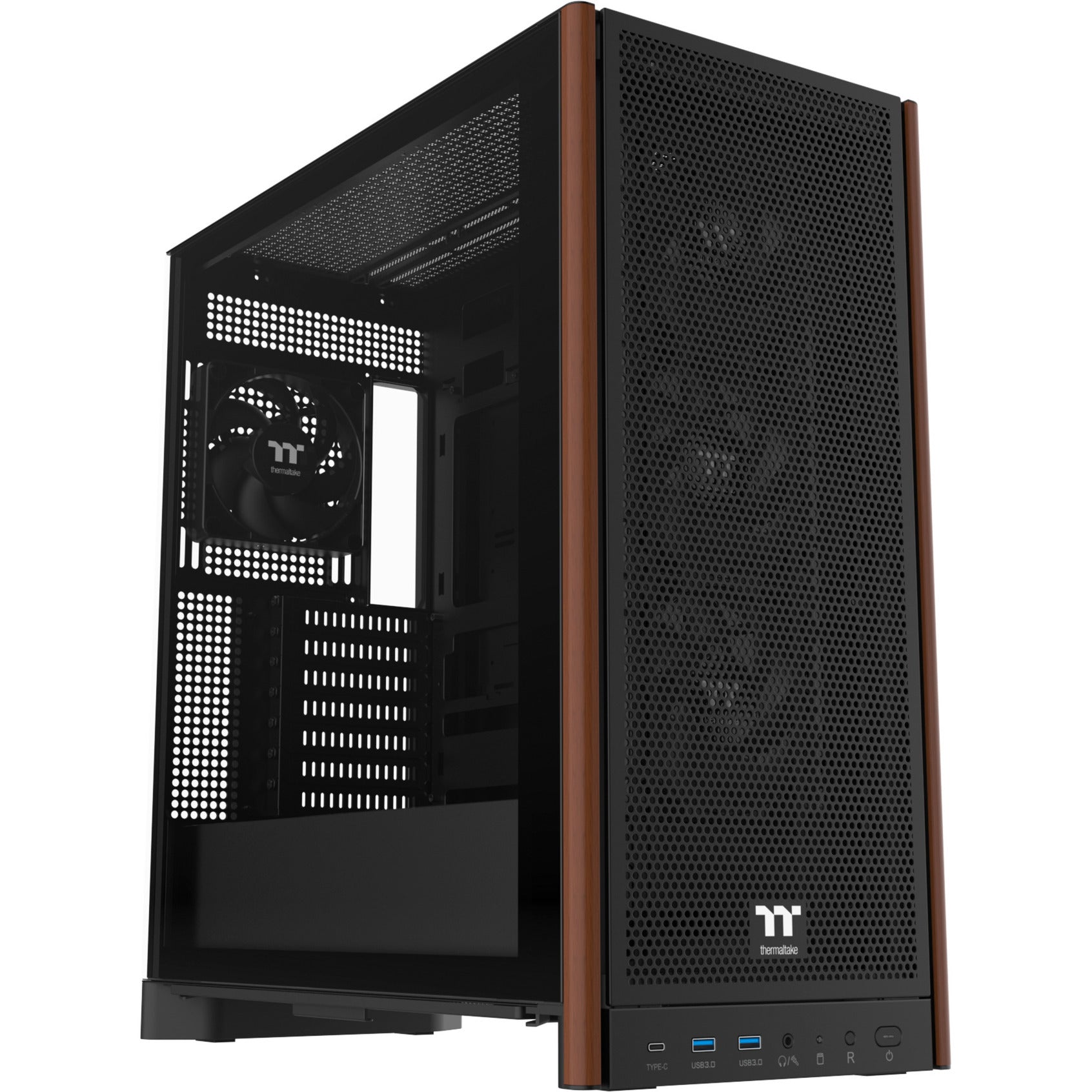 Thermaltake s370 ws midi tower behuizing (zwart | 2x usb-a | 1x usb-c | tempered glass)