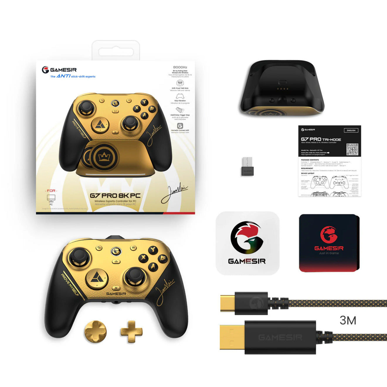 Gamesir g7 pro 8k pc - champion edition gamepad (goud zwart)