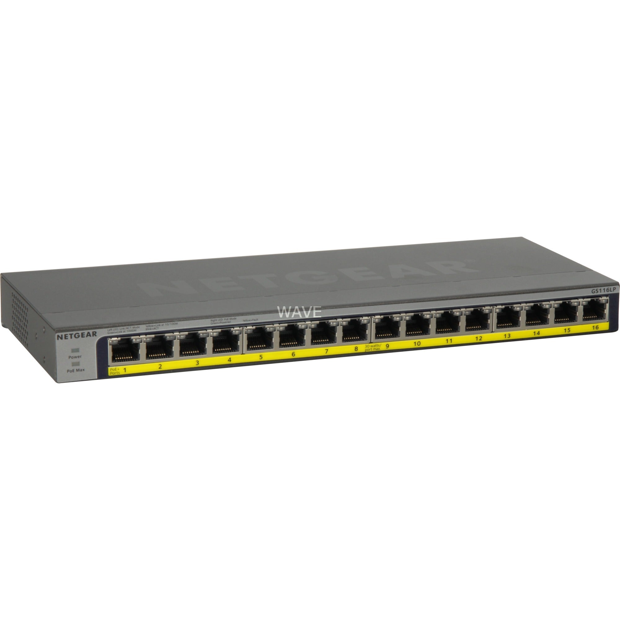 Netgear Netgear GS116LP 16-poorts PoE PoE+ Gigabit Ethernet Onbeheerd