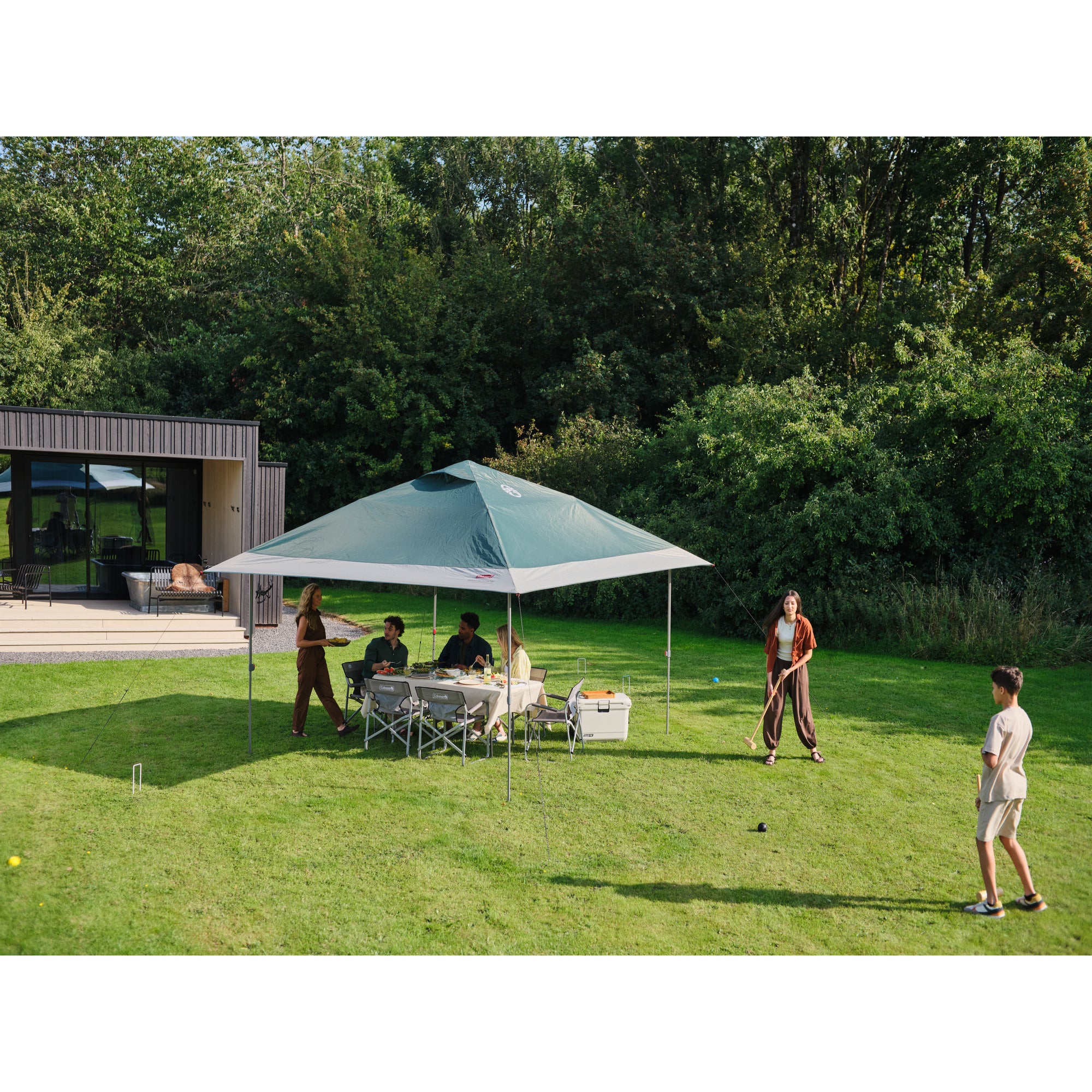 Coleman fastpitch onepush shelter l paviljoen (turquoise grijs, 4 x 4 m)