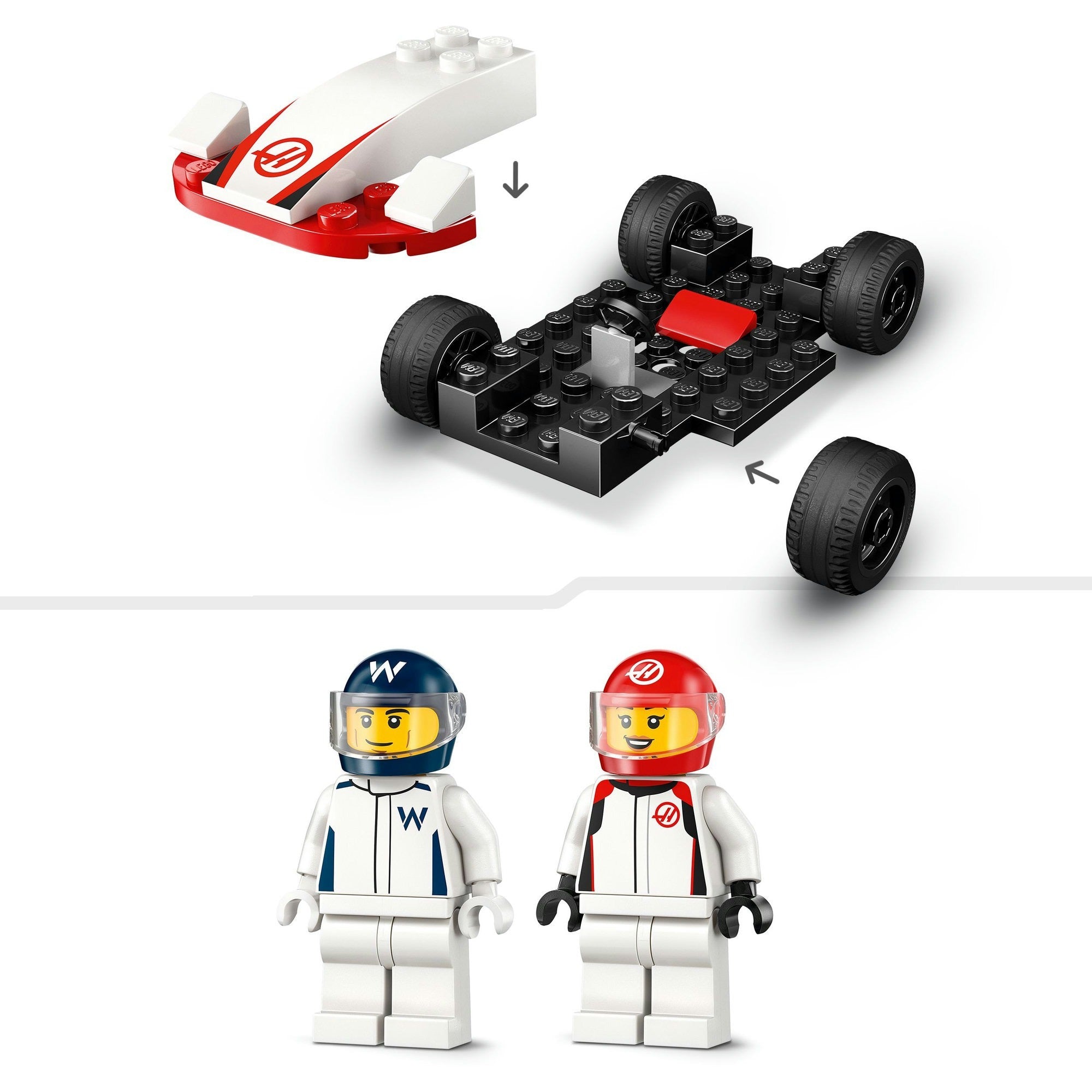 Lego city f1 williams racing en haas f1 racewagens - 60464