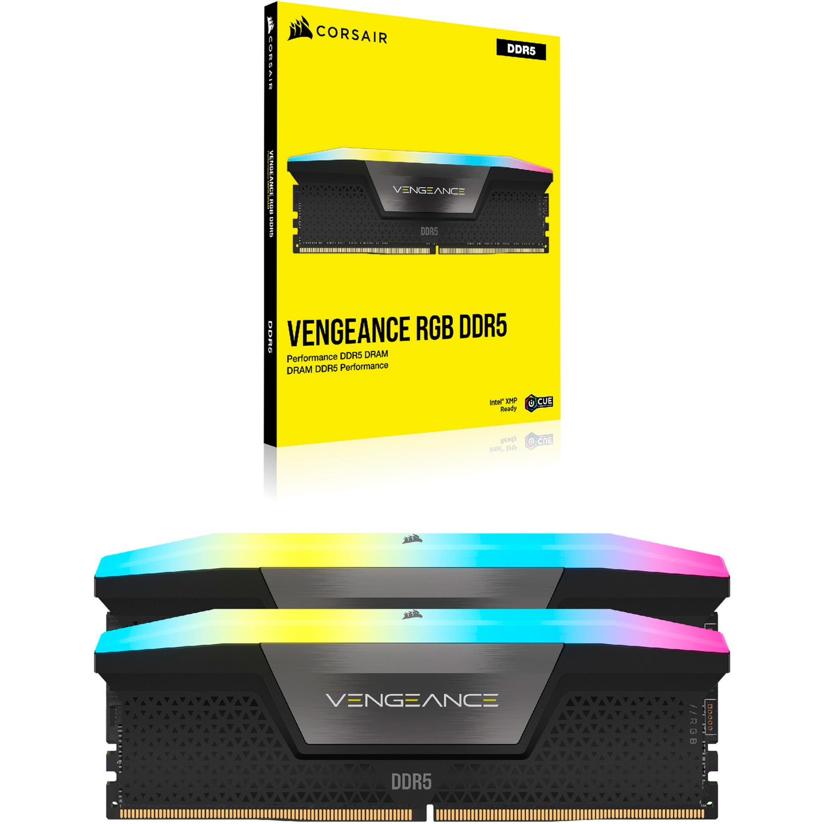 Corsair vengeance rgb 32 gb ddr5-6000 (2x 16 gb) werkgeheugen (zwart, cmh32gx5m2d6000z38, xmp, expo)