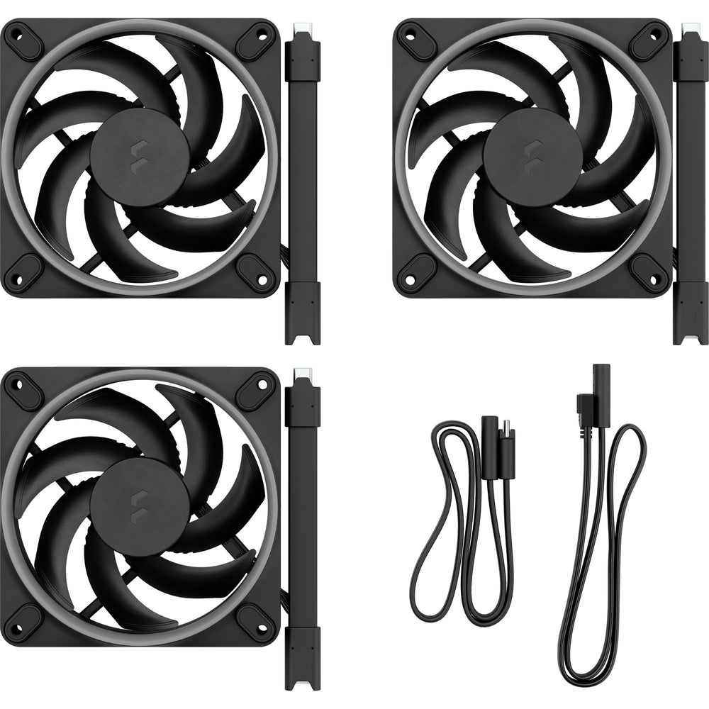 Fractal design momentum 12 rgb case fans (zwart, 3 stuks, 120 x 120 x 25 mm, pwm)