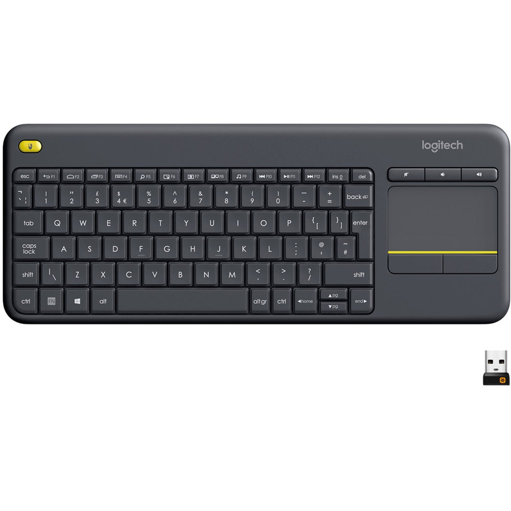 Logitech k400 plus toetsenbord (antraciet, eu lay-out (qwerty))