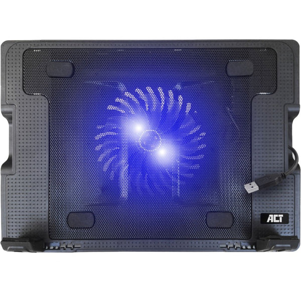 Act connectivity ac8110 laptopstandaard laptopkoeler (zwart, tot 17 in hoogte verstelbaar, 2-poorts hub)