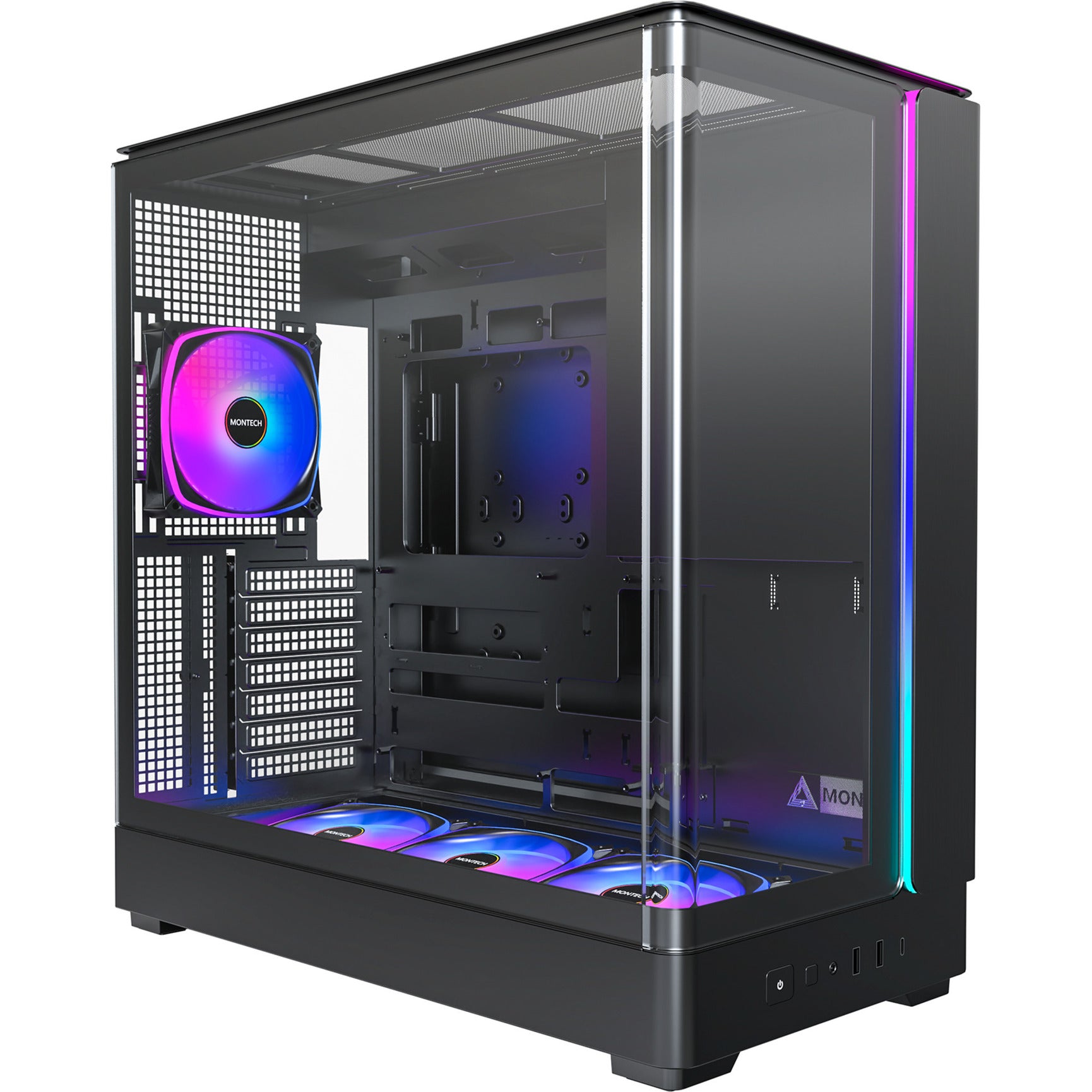 Montech king 45 pro midi tower behuizing (zwart | 2x usb-a | 1x usb-c | rgb | window)