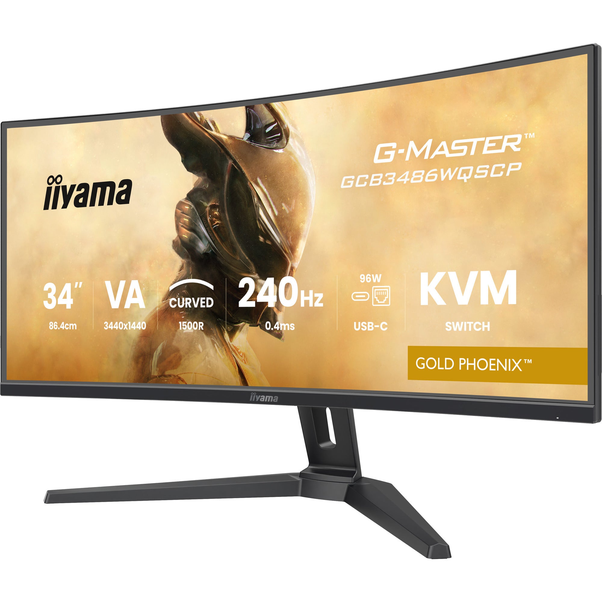 Iiyama g-master gold phoenix gcb3486wqscp-b1 34 curved ultrawide gaming monitor (zwart, 2x hdmi, displayport, 2x usb-a, 2x usb-c, rj-45, 240 hz)