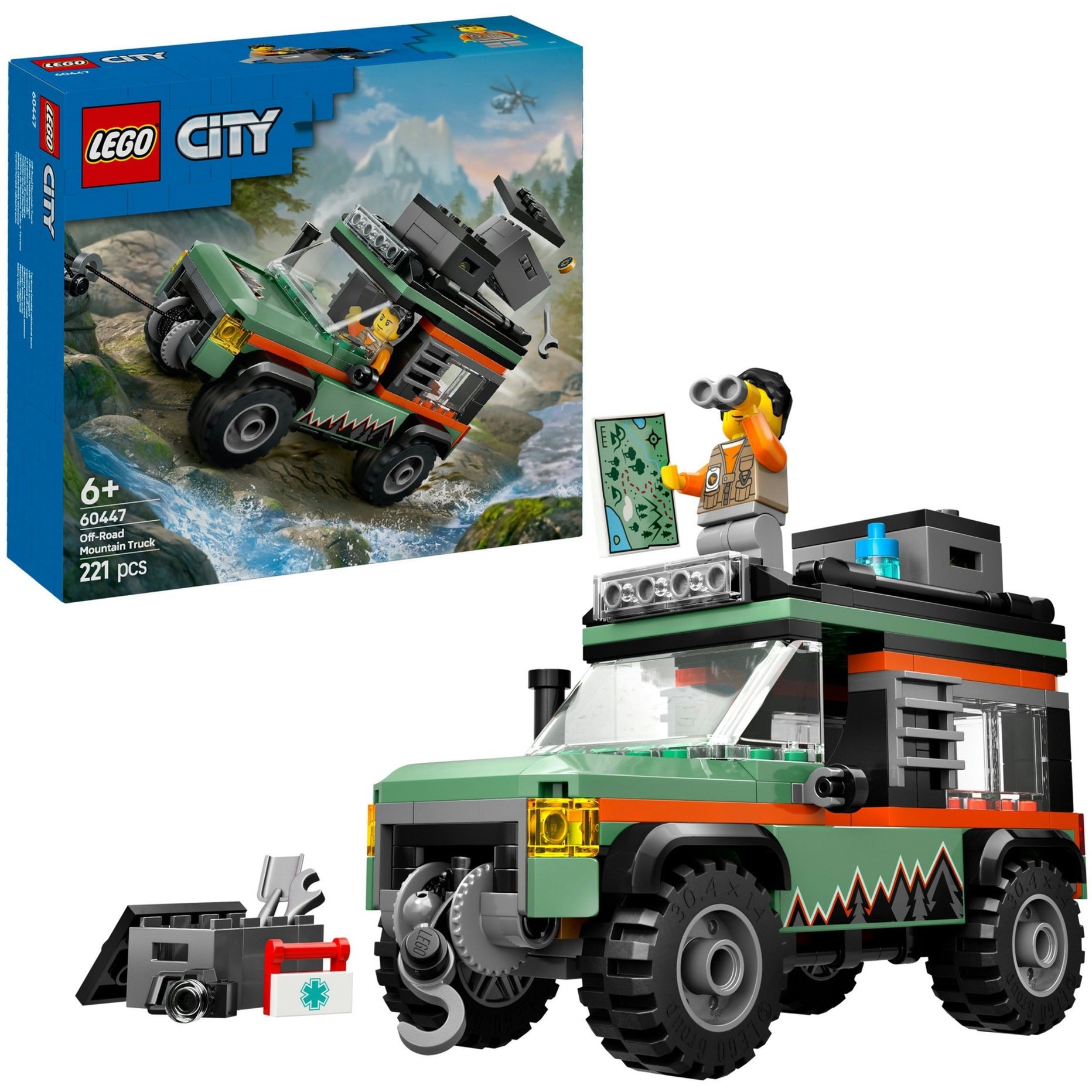 Lego city 60447 4x4 terreinwagen voor in de bergen
