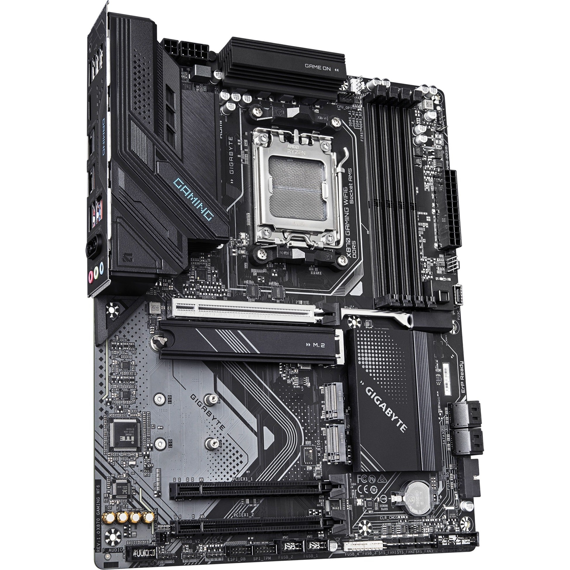 Gigabyte x870 gaming wifi6 socket am5 moederbord (zwart grijs, raid, 2.5gb-lan, wi-fi 6, bt, sound, atx)