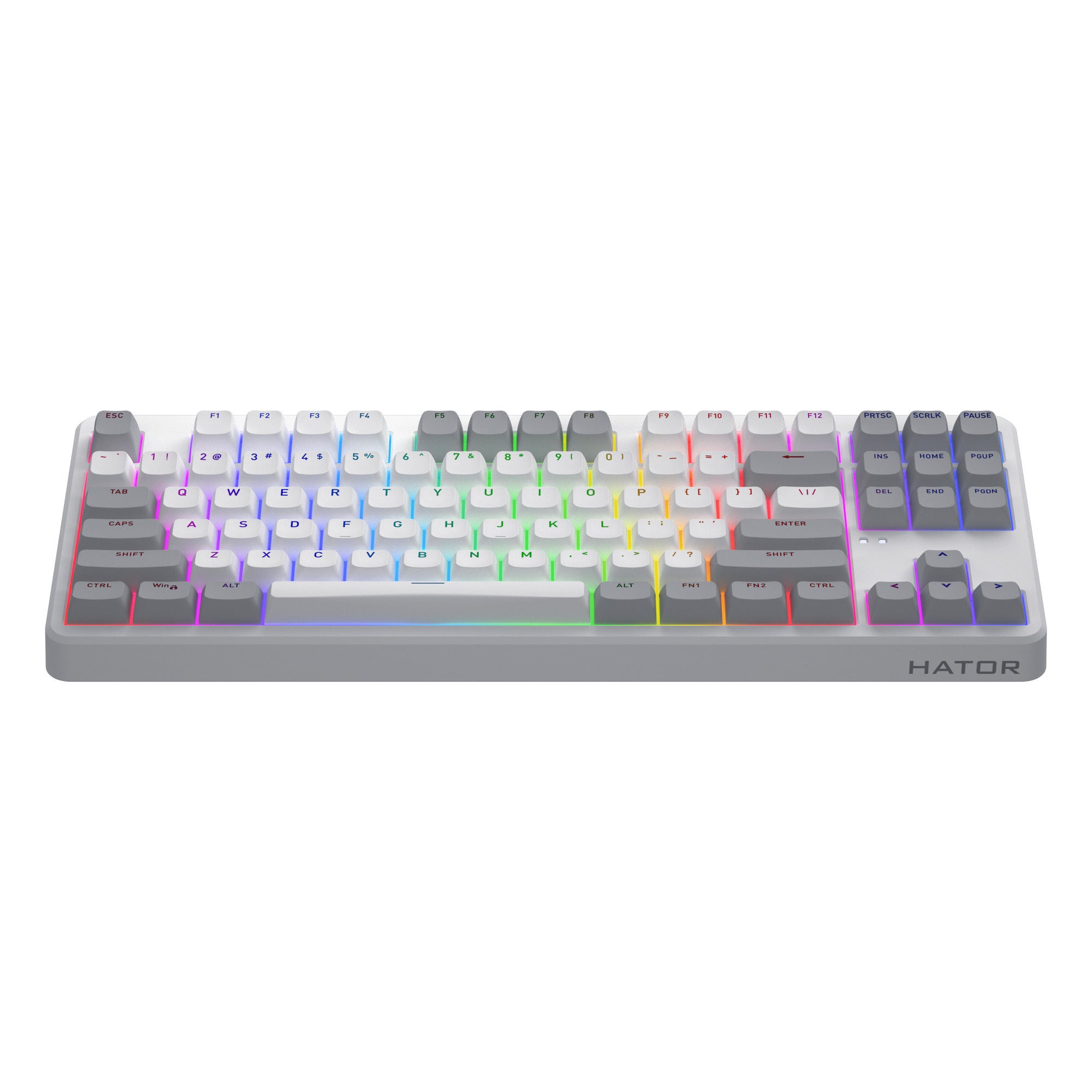 Hator rockfall 3 tkl wireless rgb mechanisch gaming toetsenbord (wit, us lay-out (qwerty), hator aurum orange, 80% (tkl), rgb, pbt keycaps, hotswap, 2.4 ghz bluetooth usb-c)