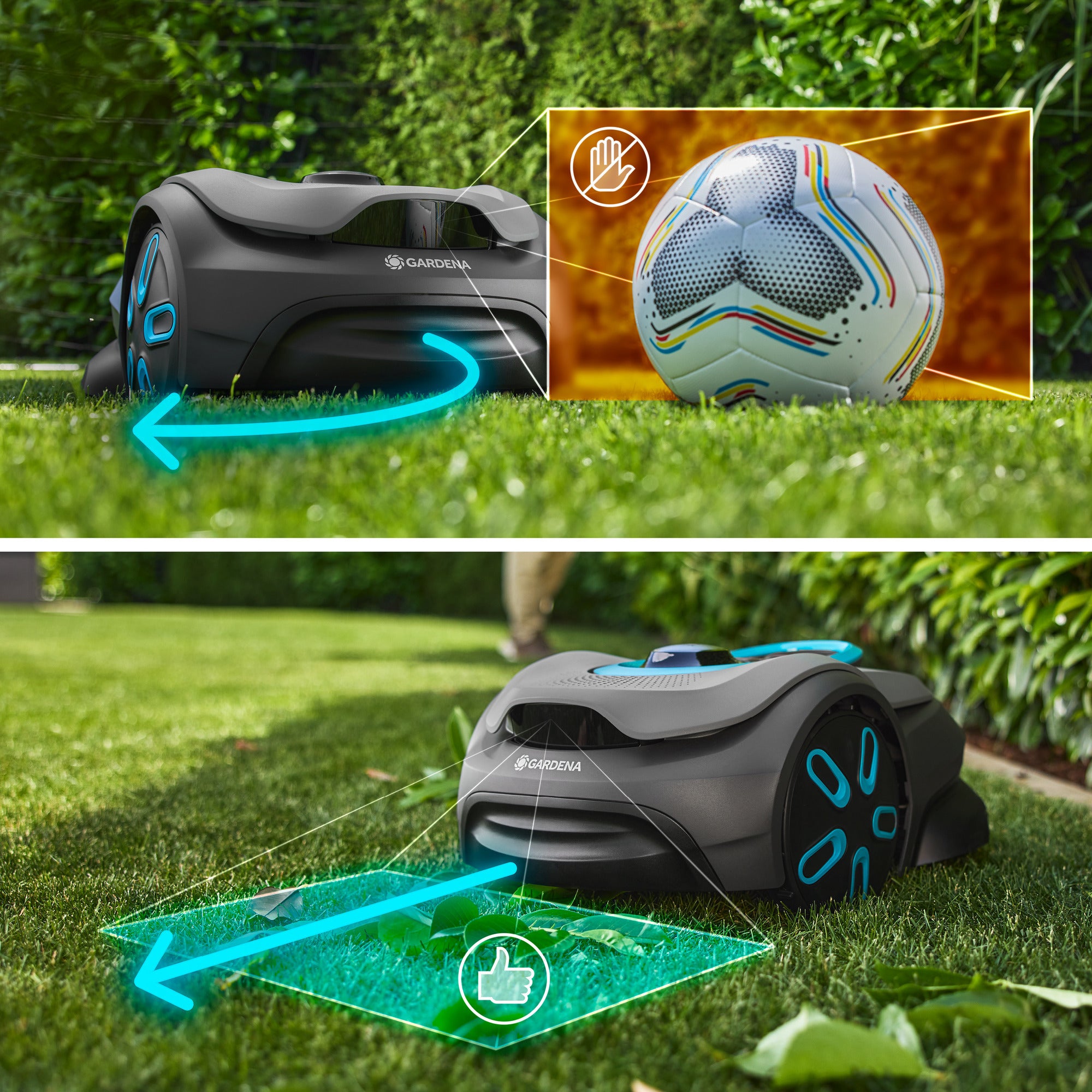 Gardena smart sileno sense 400 m² robotmaaier (grijs turquoise, 19941-26, li-ion accu + basisstation inbegrepen, grensdraadvrije technologie)