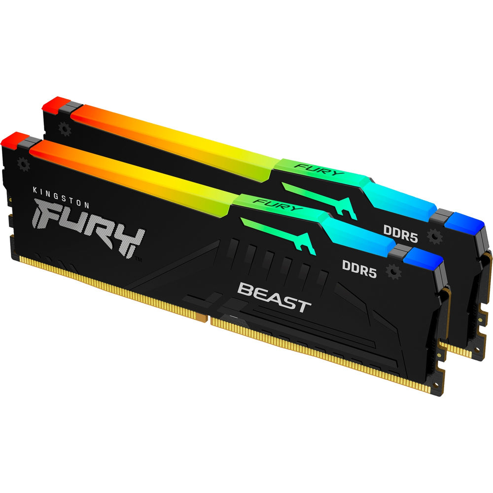 Kingston fury beast rgb 32 gb ddr5-5200 (2x 16 gb) werkgeheugen (zwart, kf552c40bbak2-32, xmp 3.0)