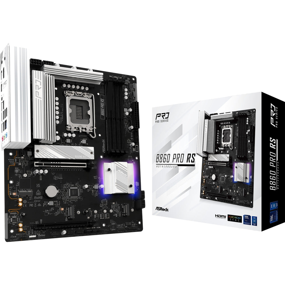 Asrock b860 pro rs socket 1851 moederbord (raid, 2.5 gb-lan, sound, atx)