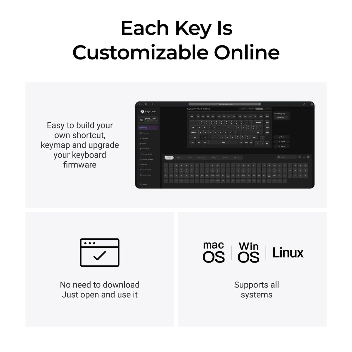 Keychron v1 ultra 8k wireless custom mechanical keyboard (zwart, us lay-out (qwerty), silk pom brown, 75%, rgb, hot swap, 2.4 ghz | bluetooth 5.3 | usb-c)