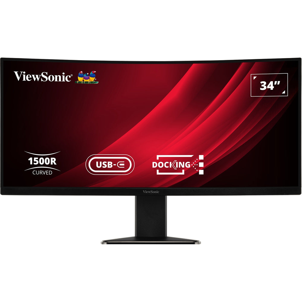 Viewsonic uwqhd curved docking monitor met kvm-switch vg3419c 34 ultrawide (zwart (mat), 1x hdmi, 1x displayport, usb-a, usb-b, usb-c, lan, audio)