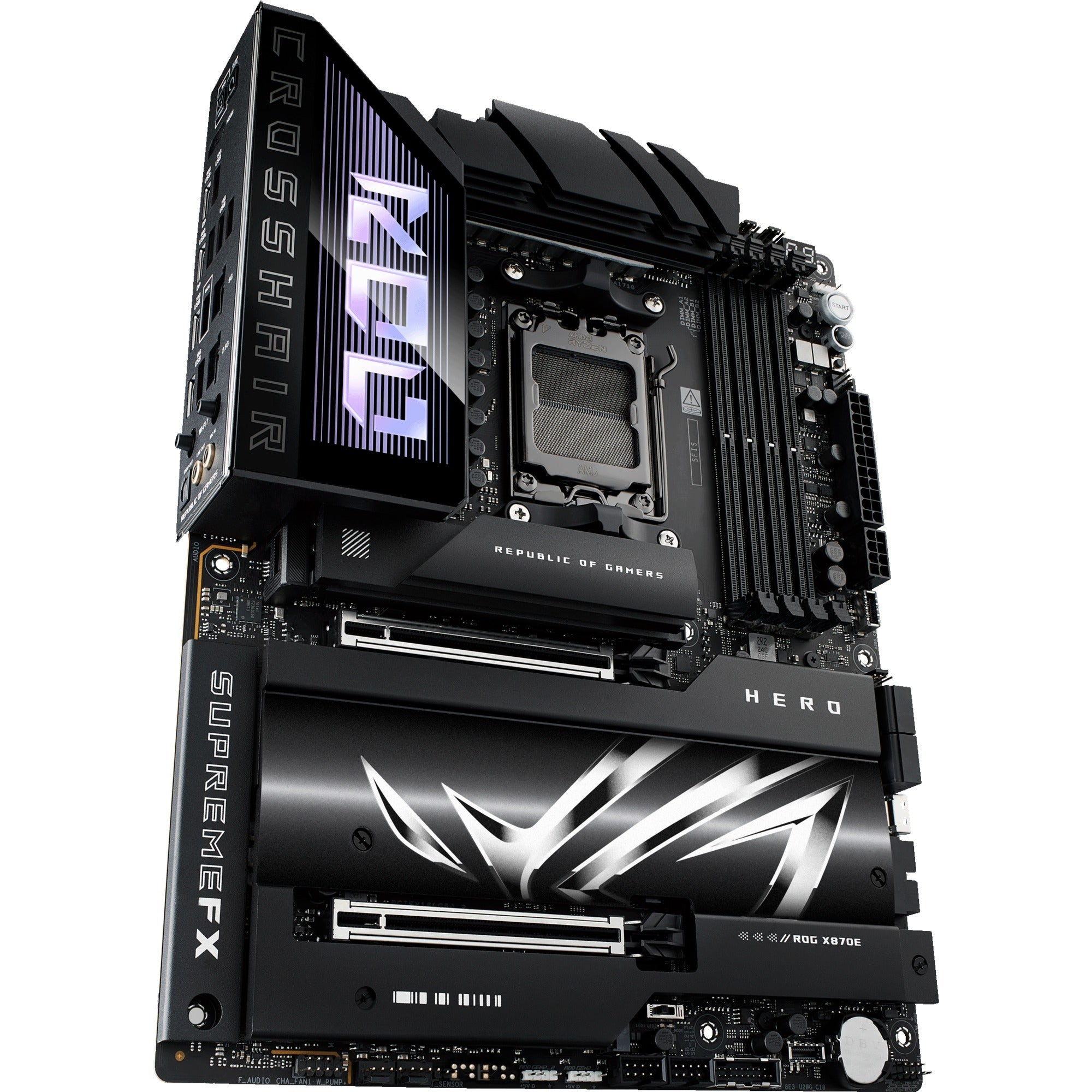 Asus rog crosshair x870e hero socket am5 moederbord (raid, 5gb-lan, 2,5gb-lan, wi-fi 7, bt, sound, atx)