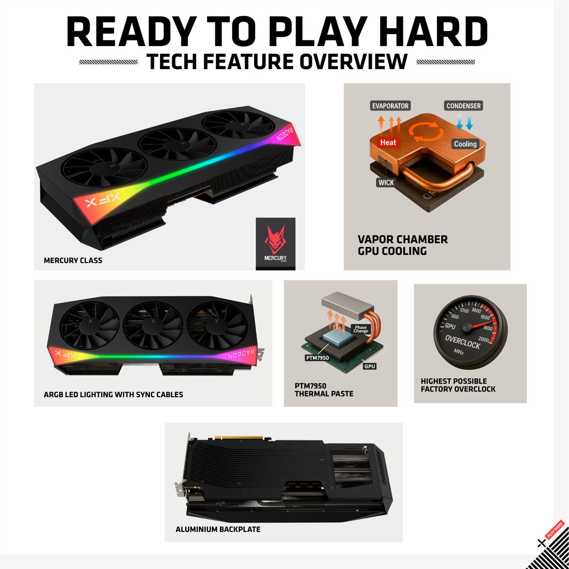 Xfx radeon rx 9070 xt quicksilver grafische kaart (zwart, rdna4, gddr6, 3x displayport, 1x hdmi 2.1)