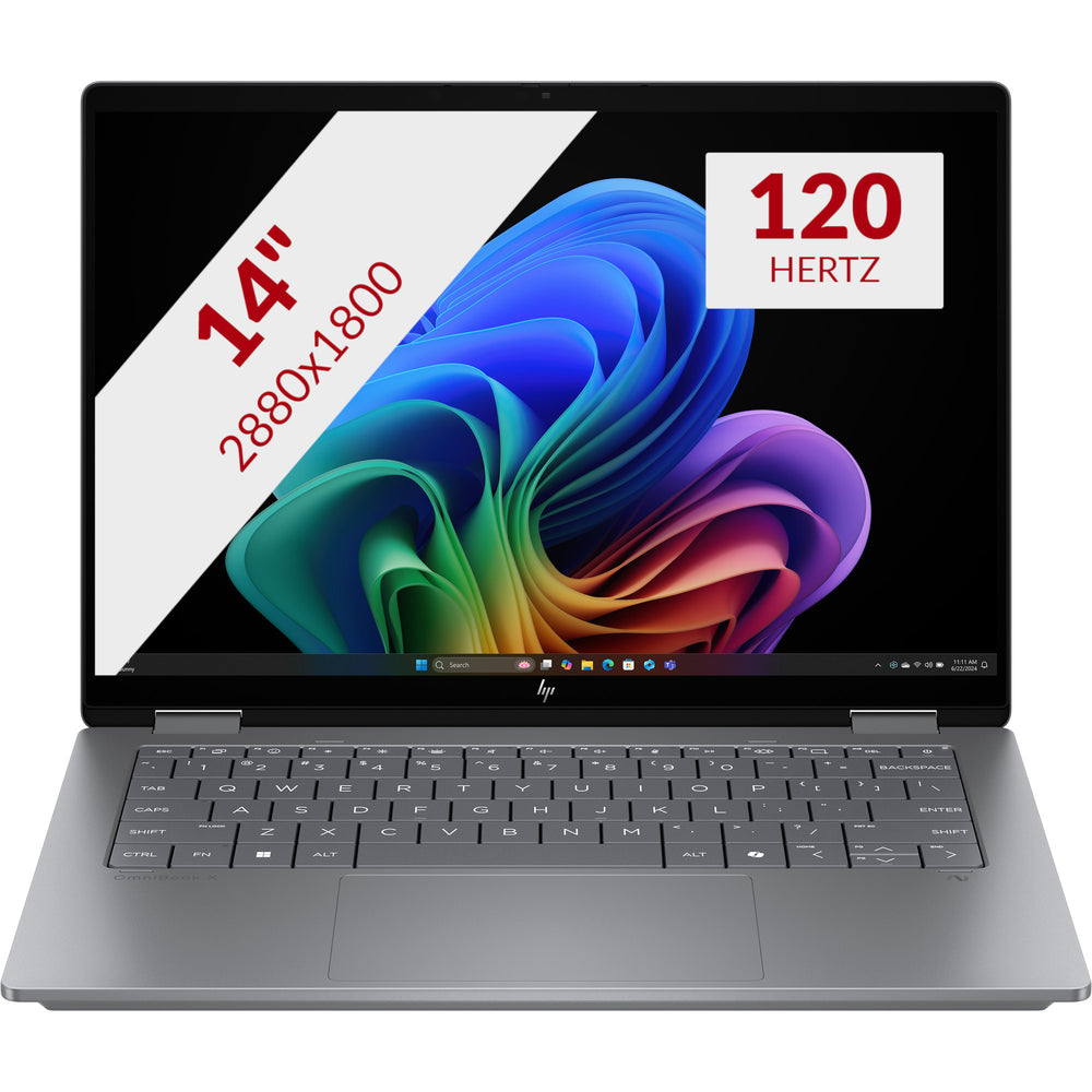 Hp omnibook x flipngai 14-fk0070nd 14 copilot+ 2-in-1 laptop (zilver | ryzen ai 7 350 | radeon 860m | 16 gb | 1 tb ssd | touch)