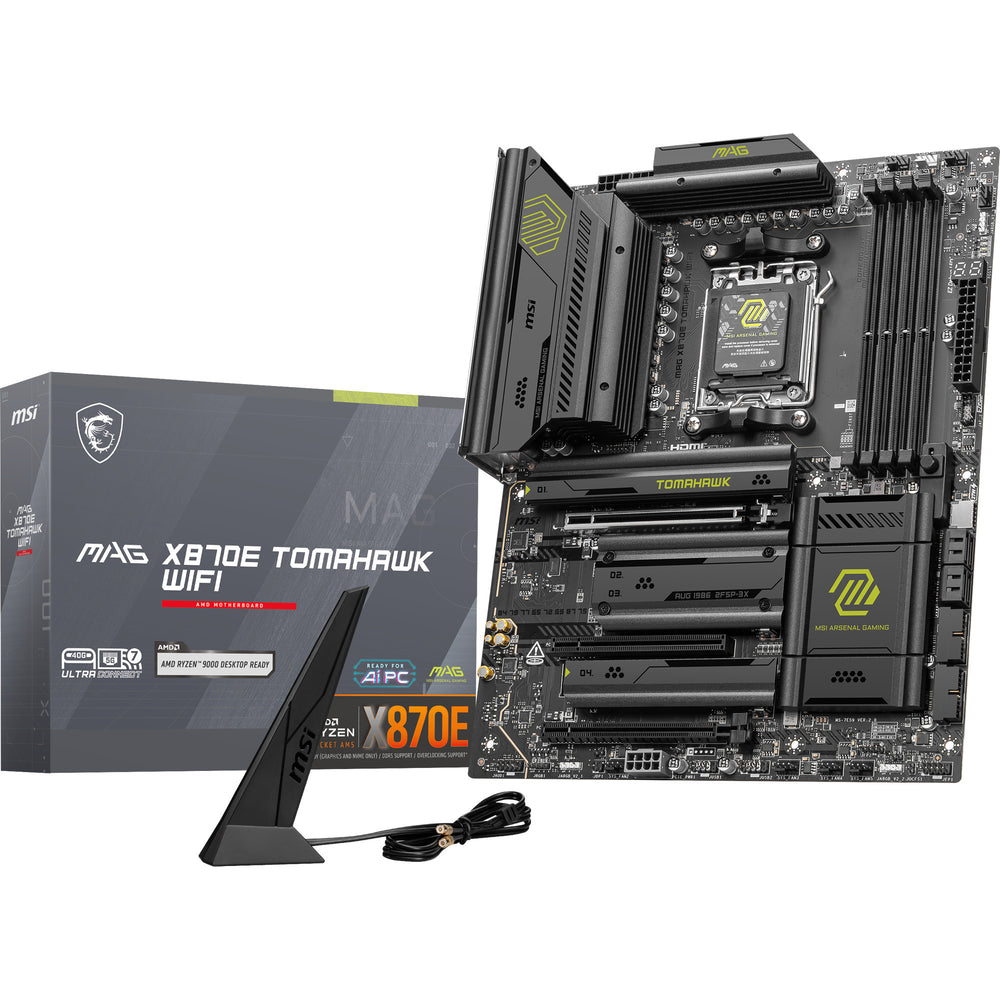 Msi mag x870e tomahawk wifi socket am5 moederbord (zwart, 5gb-lan, wi-fi 7, bt, sound, atx)
