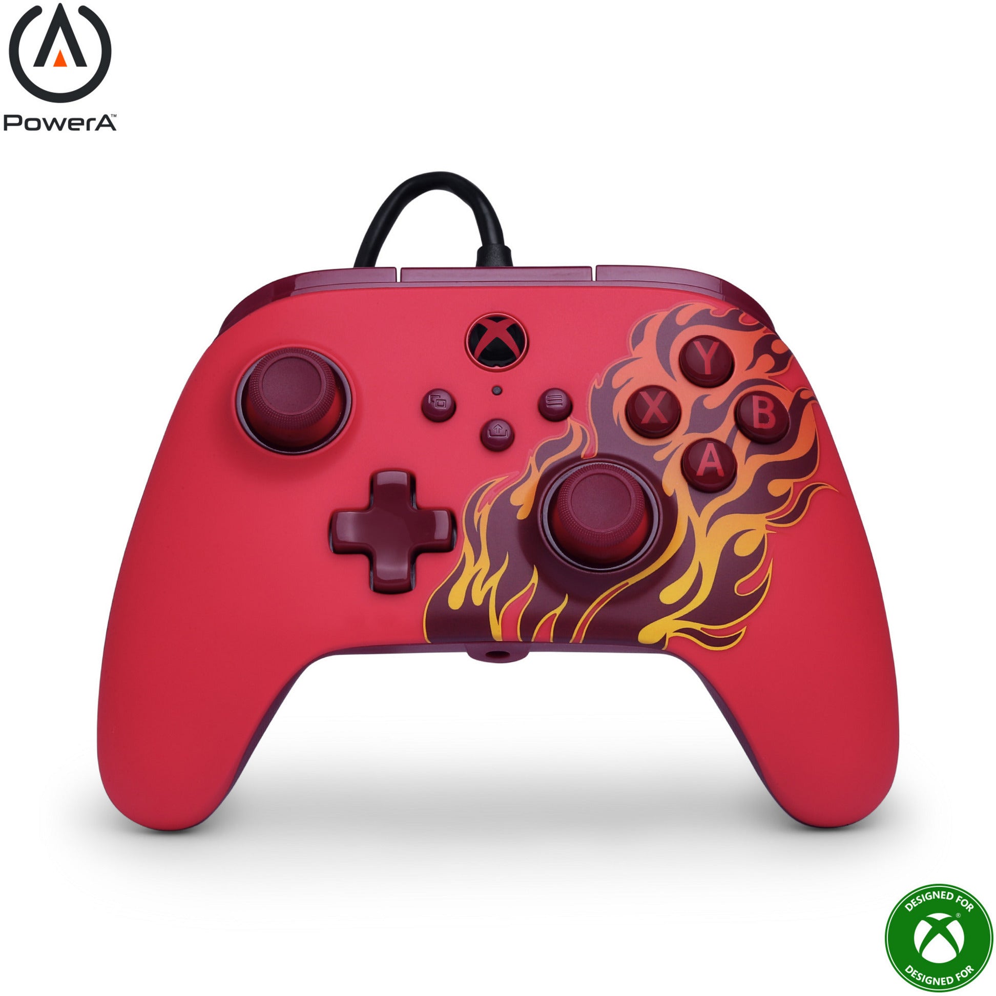 Powera advantage controller met kabel voor de xbox series x|s - rood vuur (rood, xbox series x|s, xbox one, pc)