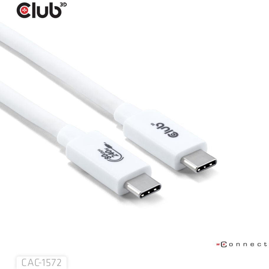 Club 3D USB-C 80Gbps gecertificeerd 240W 8k 240Hz