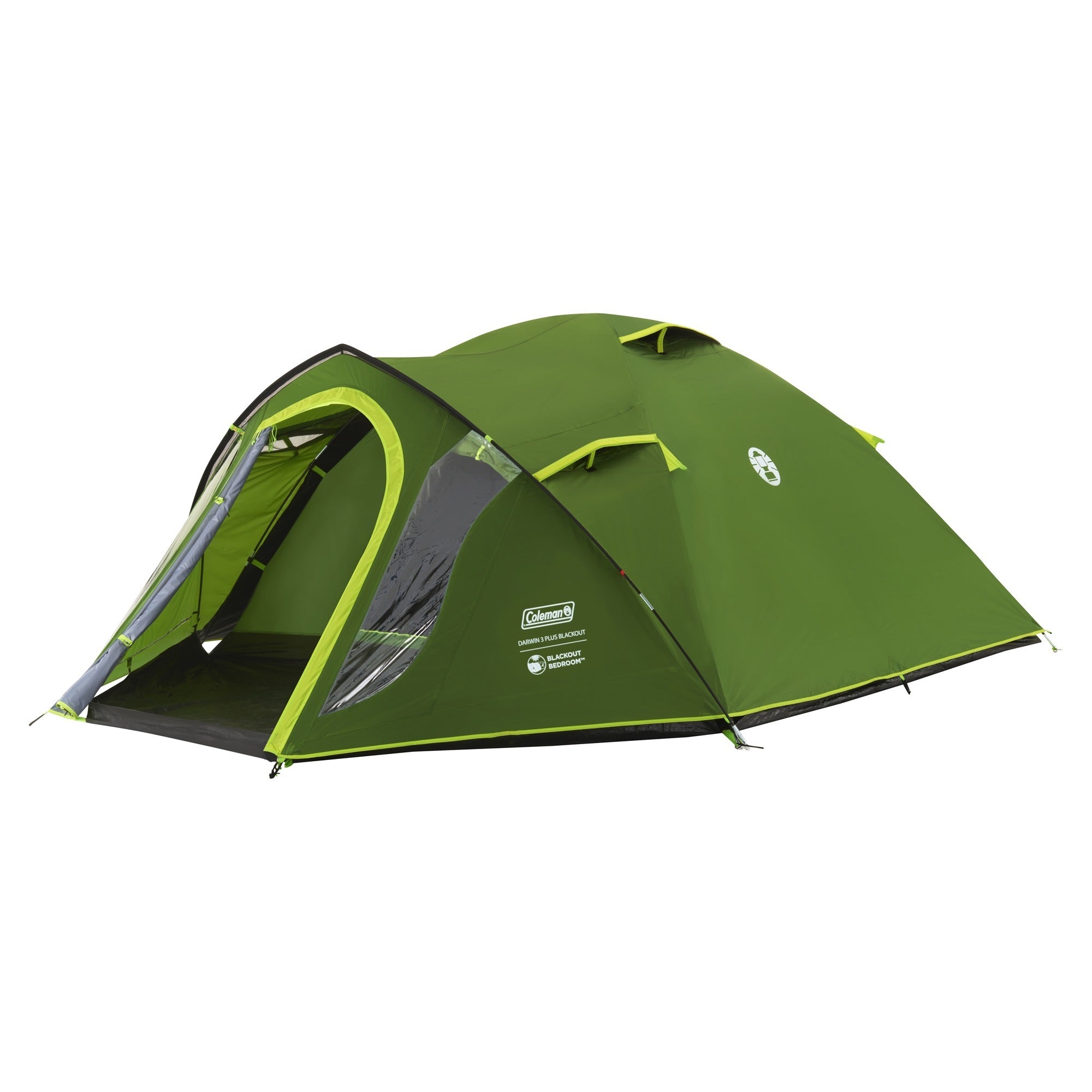 Coleman darwin 3 plus koepeltent (donkergroen lichtgroen, met voorbouw, model 2025)