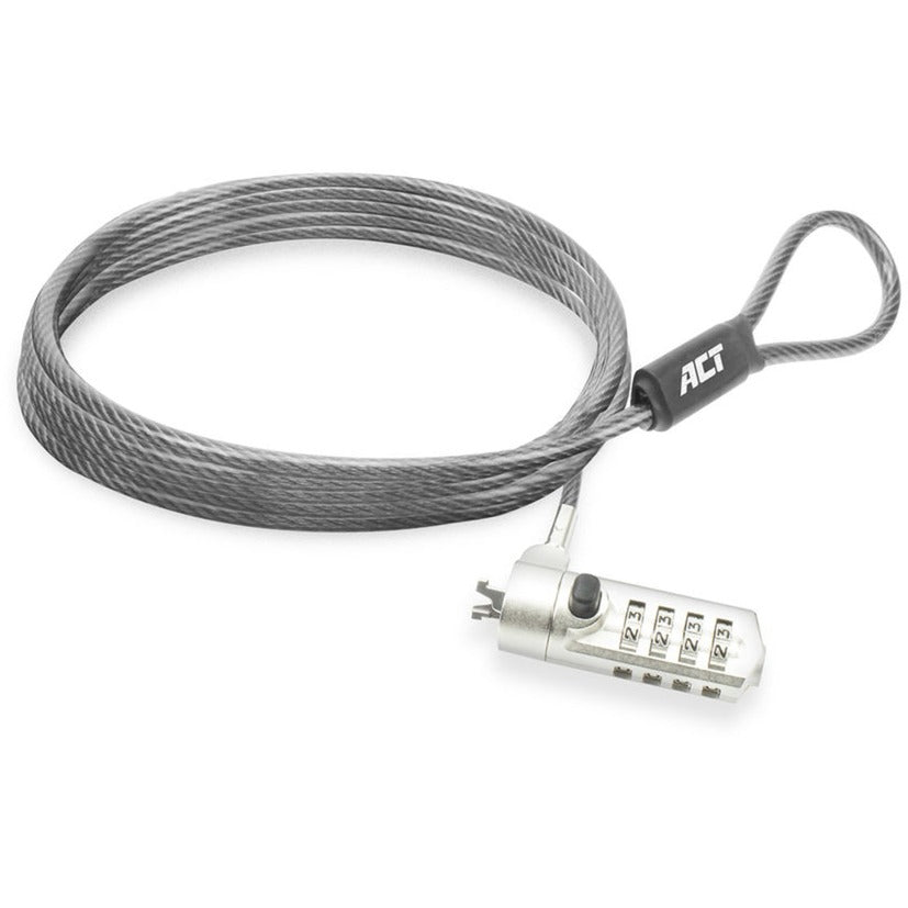 Act connectivity nano laptopslot met cijfercode diefstalbeveiliging (grijs, 2 meter)
