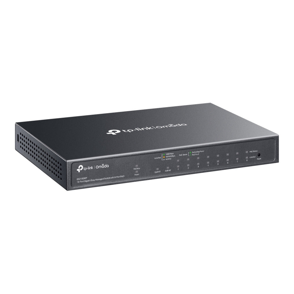 Tp-link omada es210gmp 10-poort gigabit easy managed switch (zwart, 8x poe+, 1x gigabit sfp)